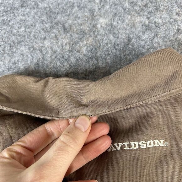 Harley Davidson Polo Shirt Large Ombré Brown Pullover Motorcycle Embroidered - Picture 10 of 12